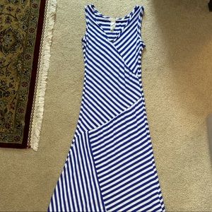 Blue and White striped pattern maxi dress